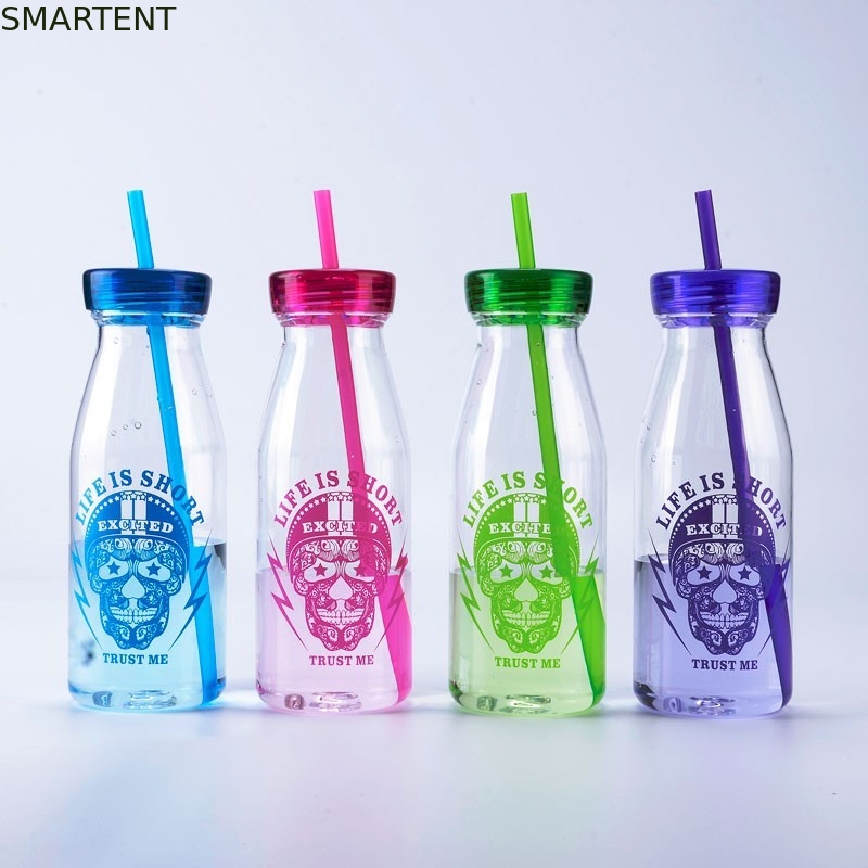 Mode-füllt förderndes Plastikgetränk-Flaschen-Trainings-Wasser 450ML mit Straw Milk Flask ab fournisseur