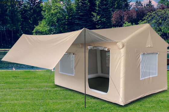 Campingzelte im Freien 410*270*200CM wasserdicht Beige Baumwolle Aufblaszelt für 3-4 Personen Waldhütte Stil Leichtgewicht und langlebig für Outdoor-Abenteuer fournisseur