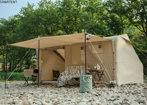 Campingzelte im Freien 410*270*200CM wasserdicht Beige Baumwolle Aufblaszelt für 3-4 Personen Waldhütte Stil Leichtgewicht und langlebig für Outdoor-Abenteuer fournisseur