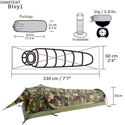 230*60*35cm Außencampingzelte Portable Camo Tunnel Zelt für 1-2 Personen Wasserdicht und leicht zu tragen fournisseur