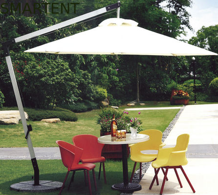 Besorgen 2.5M Beige Double Patio Regenschirm-runder Offsetregenschirm 360 Grad-drehende Basis Online-Herstellung