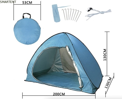 Custom Quick Open Automatic Pop Up Camping Tents 190T Silberbeschichtete Polyester Strandtanlage fournisseur