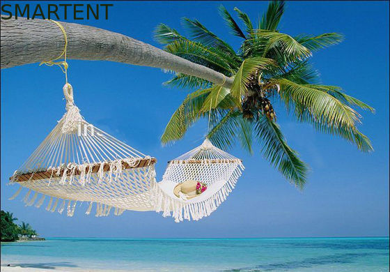 Besorgen Sommer-Freizeit-Reise-Hängematte stellte weißes Nylon Mesh Portable Tree Hammock ein Online-Herstellung