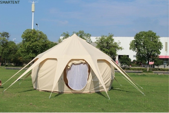 Wasserdicht 3000MM Beschichtet 285G Beige Farbe Baumwolle Außen Lotus Camping Zelte 5*5*3M fournisseur