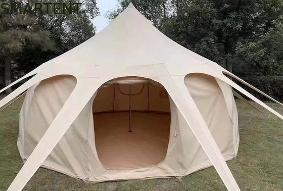 Wasserdicht 3000MM Beschichtet 285G Beige Farbe Baumwolle Außen Lotus Camping Zelte 5*5*3M fournisseur