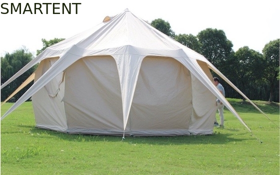 Wasserdicht 3000MM Beschichtet 285G Beige Farbe Baumwolle Außen Lotus Camping Zelte 5*5*3M fournisseur