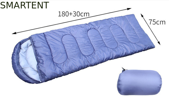 Maßgeschneiderte 210*75cm Blaue wasserdichte 190T Polyester Outdoor-Bergschlafsäcke für kaltes Wetter fournisseur