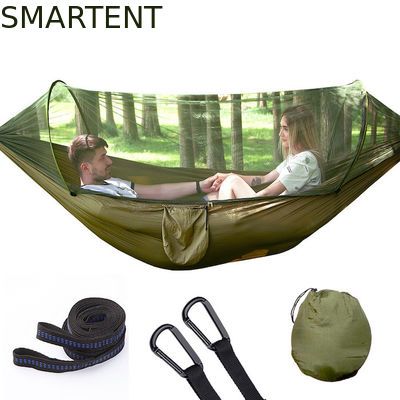 Besorgen Automatisch schnelle Öffnung Leichtgewicht Militärgrün 210T Nylon-Hängematte 250*120CM mit Moskitonetz für Outdoor-Camping Online-Herstellung