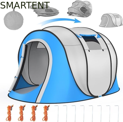 102*75*39 Zoll Einzelschicht Silberunterstützung Polyester 210T wasserdichtes Pop-Up Campingzelt für 2-4 Personen mit Gitterfenstern fournisseur