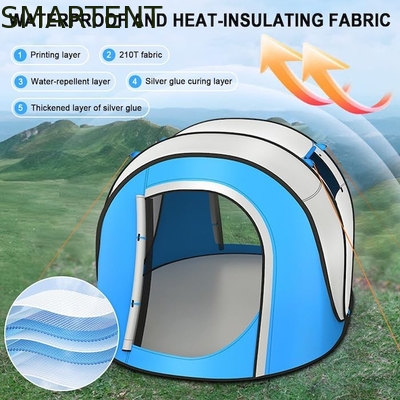 102*75*39 Zoll Einzelschicht Silberunterstützung Polyester 210T wasserdichtes Pop-Up Campingzelt für 2-4 Personen mit Gitterfenstern fournisseur