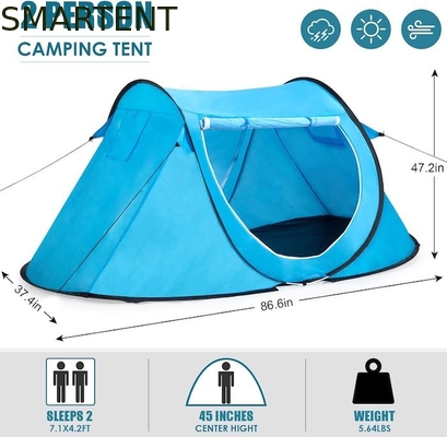 86.6*37.4*47.2 Zoll Blaues Pop Up Campingzelt mit Lüftungsnetz Fenster 2 Personen Kapazität Wasserdichtes Design fournisseur