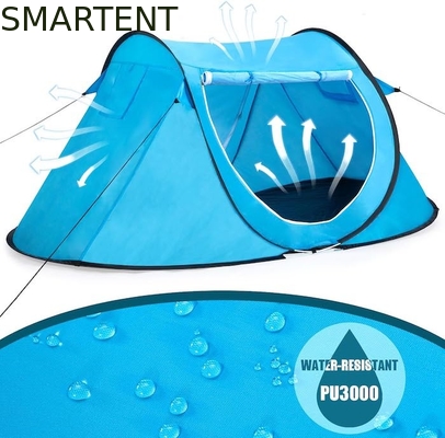 86.6*37.4*47.2 Zoll Blaues Pop Up Campingzelt mit Lüftungsnetz Fenster 2 Personen Kapazität Wasserdichtes Design fournisseur