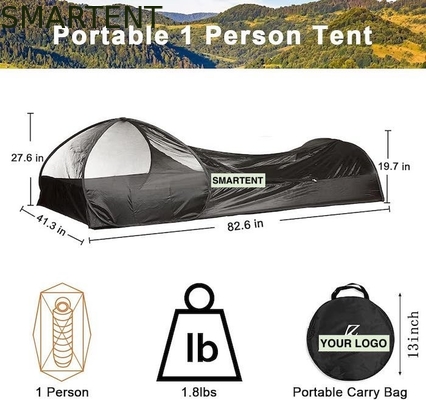 82.6*27.6*19.7 Zoll schwarze leicht aufstehende Campingzelte mit wasserdichtem Fußboden aus Glasfaser fournisseur