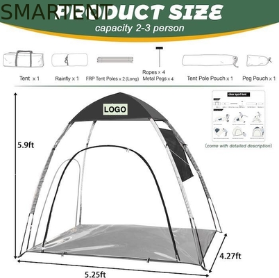 5.25*4.27*5.9FT Außenwasserdicht Polyester Schwarz Transparent PVC Pop Up Sportzelte mit Gitterfenstern Einfach einzurichten fournisseur