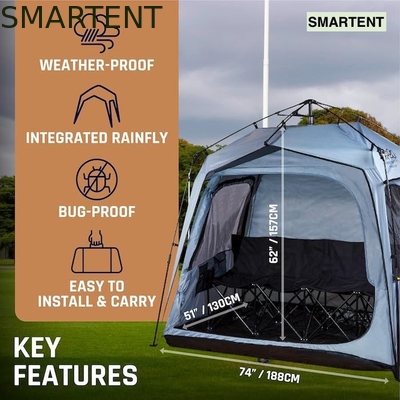 157*130*188CM 4-Personen Automatisches Glasfaserrahmen Grauer Polyester Pop Up Sportzelt Wasserdicht Einfach einzurichten fournisseur