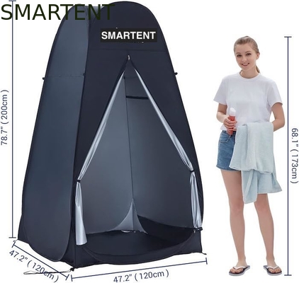 120*120*200CM Schwarze Pop-Up-Privatsphäre Zelte mit Reißverschluss Türen Silber beschichtet Polyester Wasserdichtes Camping Shelter fournisseur