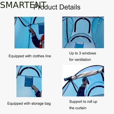 150*150*190CM wasserdicht Blau 210T Silber beschichtet Polyester UV geschützt Pop-Up-Privatsphäre Zelt mit belüfteten Seitenfenstern fournisseur