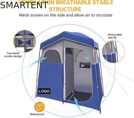 2.11*1.07*2.13M Blau wasserdicht Polyester Instant Pop Up Privatsphäre Zelte mit vollständiger Abdeckung Reißverschluss Tür und Fenster fournisseur
