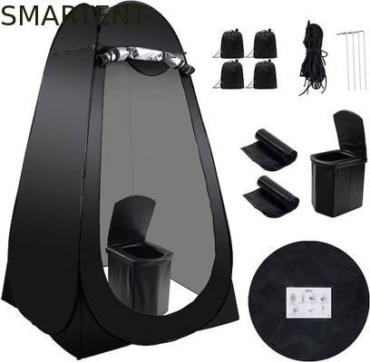 47.2*47.2*74.8 Zoll Schwarz Silber beschichtet Polyester Pop Up Privatsphäre Zelt mit UV-Schutz für Camping Beach Events fournisseur
