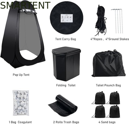 47.2*47.2*74.8 Zoll Schwarz Silber beschichtet Polyester Pop Up Privatsphäre Zelt mit UV-Schutz für Camping Beach Events fournisseur