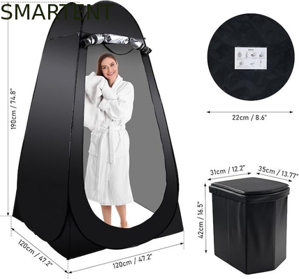 47.2*47.2*74.8 Zoll Schwarz Silber beschichtet Polyester Pop Up Privatsphäre Zelt mit UV-Schutz für Camping Beach Events fournisseur
