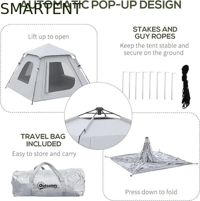 118*118*78.75 Zoll 2-3 Personen wasserdichtes automatisches Pop-Up-Campingzelt mit Glasfaserpfosten und Gitterfenstern fournisseur