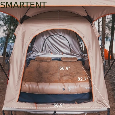 82.7*66.9*66.9 Zoll Khaki 210D Silber beschichtet Polyester Pickup Truck Zelt mit belüfteten Fenstern für Outdoor Camping fournisseur