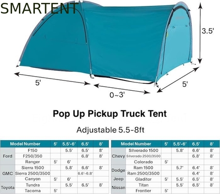 2.44*1.52*1.07M 4-Saisons Automatisches Grünes Wasserdichtes PU2000MM Beschichtetes Polyester 2-Personen-Pop-Up-Pickup-Campingzelt fournisseur