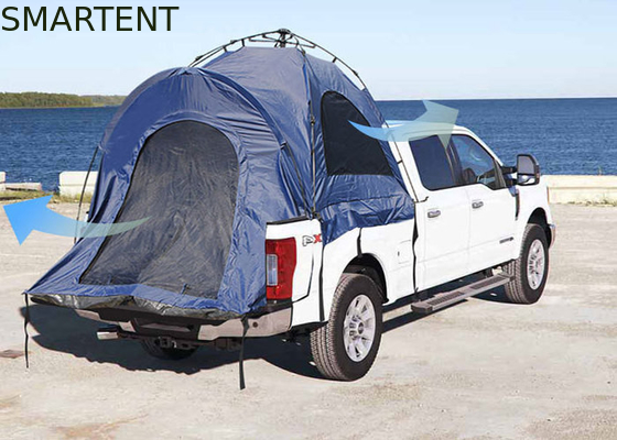 (165+50) * 165*176CM 1-Person Blaue Farbe Wasserdicht Silber beschichtet Polyester 210D Automatisches Pop UP Truck Tail Zelt fournisseur