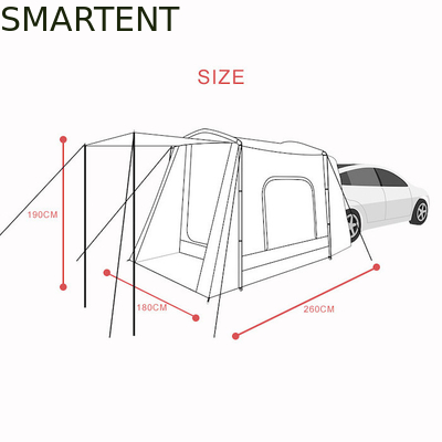 Außen 260*180*190CM Graue Farbe Wasserdicht PU2000MM Beschichtet Polyester 210D Einfache Einrichtung Off-Road Fahrzeug Camping Shelter fournisseur