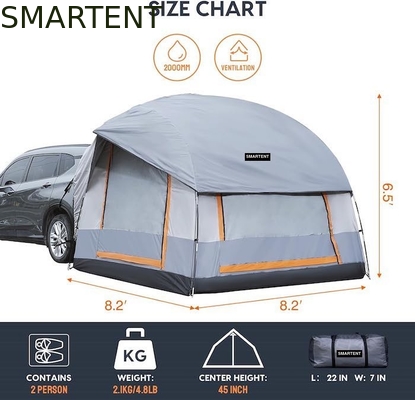 6 Personen grau beschichtetes Polyester 210D SUV Campingzelt mit Gitterfenstern und UV-Schutz fournisseur