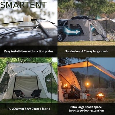 2.49*3.20*1.91M Tragbares Graues Auto Campingzelt Wasserdicht PU3000MM Beschichtetes Polyestergewebe Für Outdoor-Abenteuer fournisseur