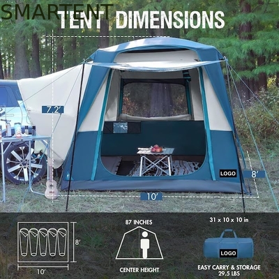 3.05*2.44*2.21M Anpassbar 4 Jahreszeiten Blaue Farbe Wasserdicht PU2000MM Beschichtet Polyester Mobilwagen Campingzelt fournisseur