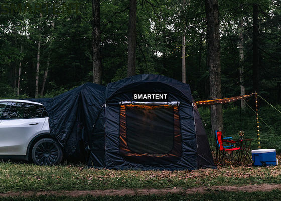 Besorgen Schwarzes wasserdichtes Ripstop Polyester Glasfaser Tesla Campingzelt für Modell Y Einfache Einrichtung und verbesserte Belüftung Online-Herstellung