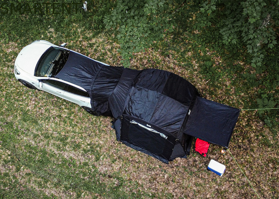 Schwarzes wasserdichtes Ripstop Polyester Glasfaser Tesla Campingzelt für Modell Y Einfache Einrichtung und verbesserte Belüftung fournisseur
