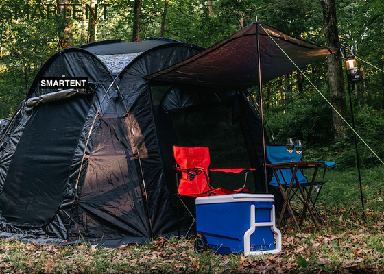 Schwarzes wasserdichtes Ripstop Polyester Glasfaser Tesla Campingzelt für Modell Y Einfache Einrichtung und verbesserte Belüftung fournisseur