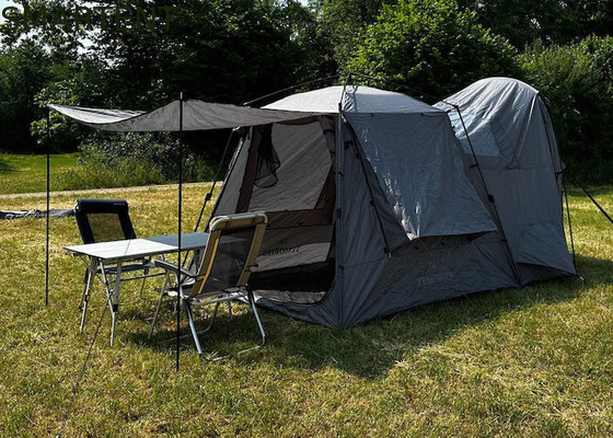 330*240*210CM Leichtgewicht Automatisches Graue Wasserdicht PU2000MM Beschichtet Polyester 210D 4-Personen Tesla Camping Tent fournisseur