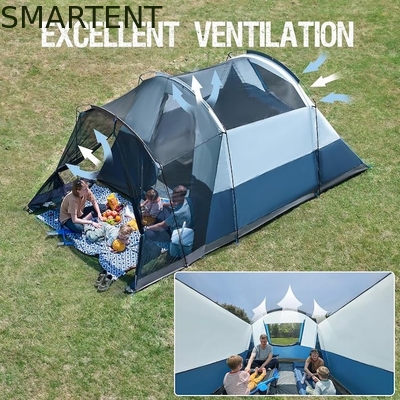 6.1*2.44*1.93M Außen-Doppelfarbenblau-grau-wasserdicht beschichtet Polyester-Großfamilien-Camping-Zelt für 6-8 Personen fournisseur
