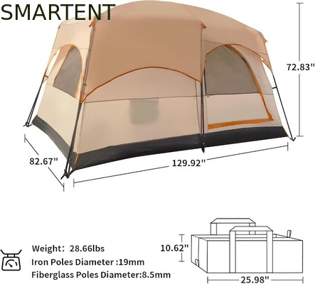 4-Personen 3,3*2,1*1,85M Outdoor All Weather Khaki Wasserdicht Beschichtet Polyester 2-Haus Design Camping Tent fournisseur