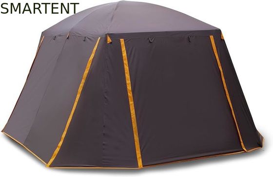 Besorgen 6 Personen Geräumige Braunfarbe Wasserdichte Beschichtete Polyester Außenraum Großfamilie Camping Zelthäuser mit Glasfaserpfosten Online-Herstellung