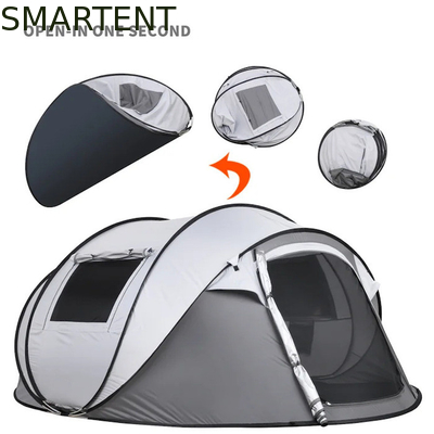 280*200*130CM Graue wasserdichte PU2000MM beschichtet 190T Polyester 4-Saison Pop Up Zeltboot mit Maschenfenstern für Camping fournisseur