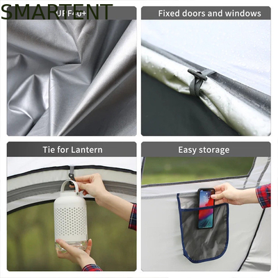 280*200*130CM Graue wasserdichte PU2000MM beschichtet 190T Polyester 4-Saison Pop Up Zeltboot mit Maschenfenstern für Camping fournisseur