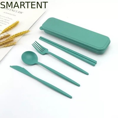 Umweltfreundliche Accessoires Leichtgewicht nachhaltig Beige Farbe Weizen Strohfaser Flatware Set für Outdoor-Reisen fournisseur