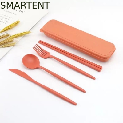 Umweltfreundliche Accessoires Leichtgewicht nachhaltig Beige Farbe Weizen Strohfaser Flatware Set für Outdoor-Reisen fournisseur