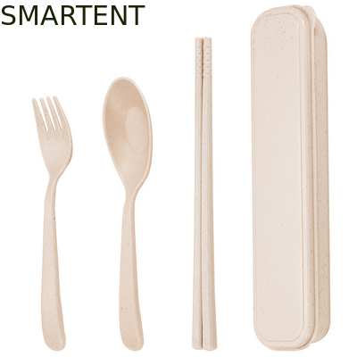 Umweltfreundliche Accessoires Leichtgewicht nachhaltig Beige Farbe Weizen Strohfaser Flatware Set für Outdoor-Reisen fournisseur