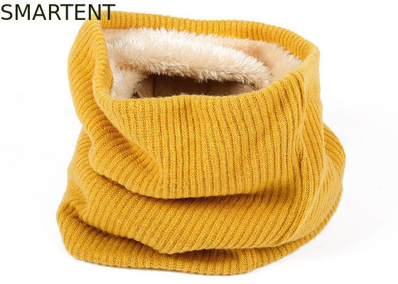 Besorgen Doppelschicht Eco-Friendly Gelb RPET gestrickter Kragen Wärmer Auskleidung mit Samt Online-Herstellung