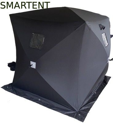 Besorgen 147X147X165CM Schwarzes Außenarbeitszelt Glasfaser wasserdicht beschichtet Polyester 150D Ein Mann Flip Over Ice Shelter Online-Herstellung