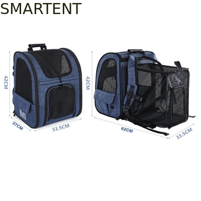 Outdoor 33,5 * 27 * 42 cm Blauer Kationischer Oxford-Erweiterbarer Haustier-Reise-Rucksack Weiches Gewebe Schöne Haustier-Notwendigkeiten Für Ihre Zufriedenen Begleiter fournisseur