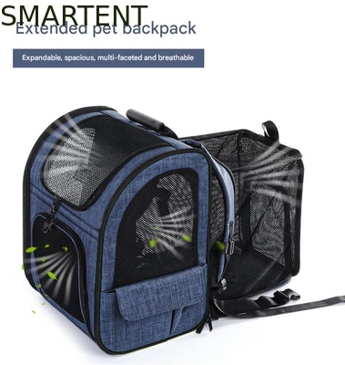 Outdoor 33,5 * 27 * 42 cm Blauer Kationischer Oxford-Erweiterbarer Haustier-Reise-Rucksack Weiches Gewebe Schöne Haustier-Notwendigkeiten Für Ihre Zufriedenen Begleiter fournisseur