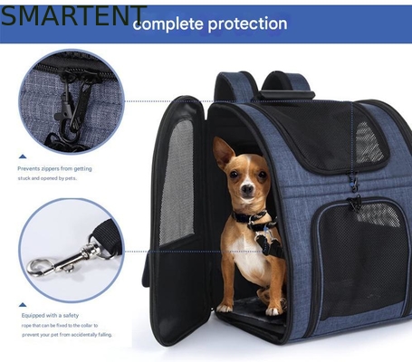 Outdoor 33,5 * 27 * 42 cm Blauer Kationischer Oxford-Erweiterbarer Haustier-Reise-Rucksack Weiches Gewebe Schöne Haustier-Notwendigkeiten Für Ihre Zufriedenen Begleiter fournisseur